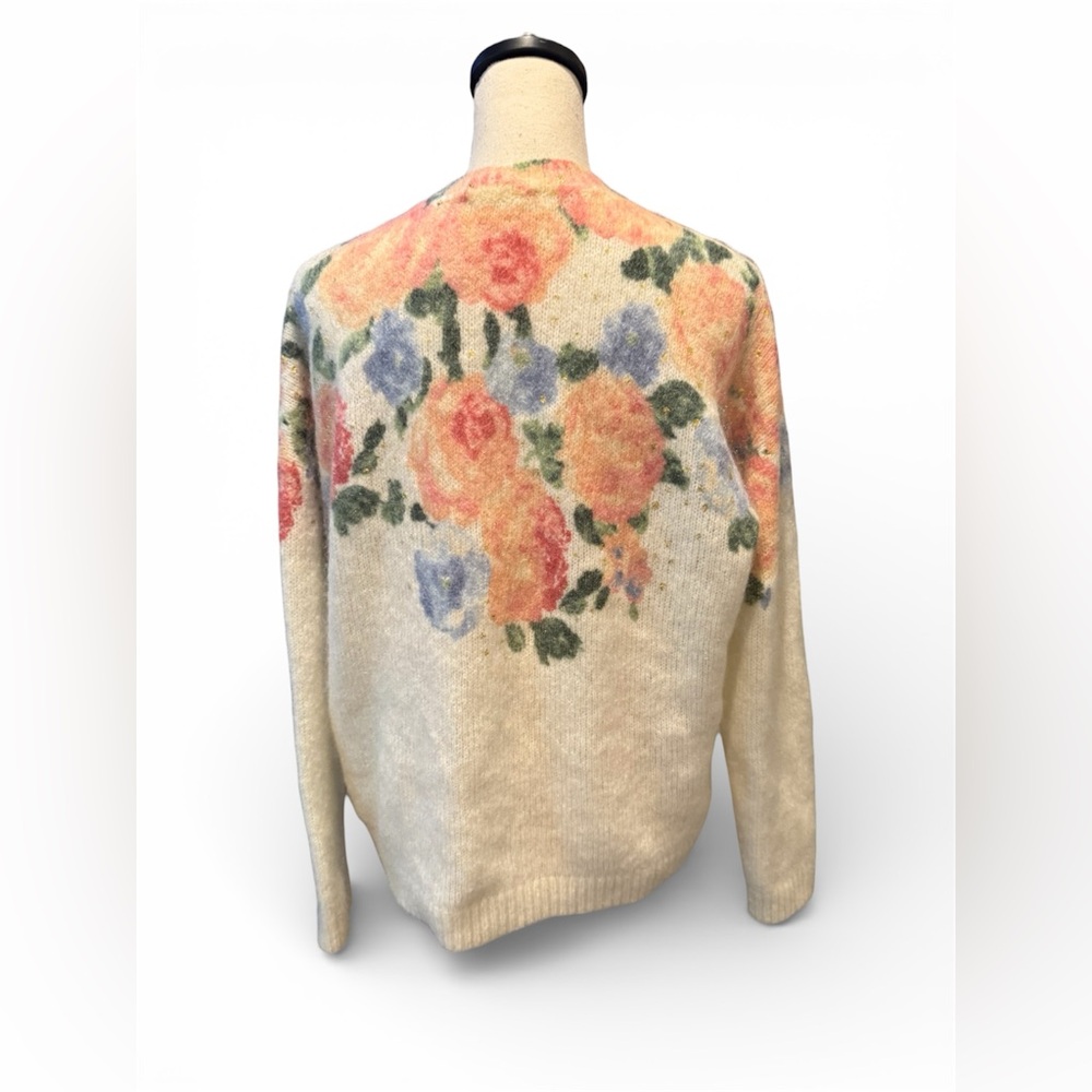Sezane Malory Jumper Painted Flowers Kid mohair French Knit Sweater Soft - Picture 7 of 10